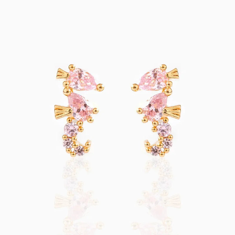 Sea Animal Zircon Small Stud Earrings For Women - 2PCS