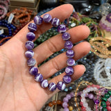 2PCS Natural Amethyst Crystal Beaded Bracelet Healing Gem Beads Jewelry Gift