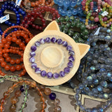 2PCS Natural Amethyst Crystal Beaded Bracelet Healing Gem Beads Jewelry Gift