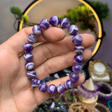 2PCS Natural Amethyst Crystal Beaded Bracelet Healing Gem Beads Jewelry Gift