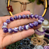 2PCS Natural Amethyst Crystal Beaded Bracelet Healing Gem Beads Jewelry Gift