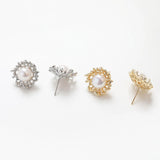 2PCS Natural Pearl Ear Studs Earrings 14k Plated 16mm