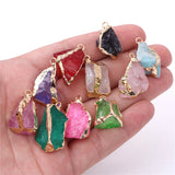 2PCS Natural Raw Gems Pendants for Jewelry Making