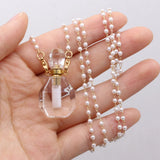 2PCS Clear Quartz Perfume Bottle Necklaces DIY Necklace Charms Gift