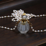 2PCS Clear Quartz Perfume Bottle Pendant Necklaces 18x34mm