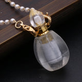 2PCS Clear Quartz Perfume Bottle Pendant Necklaces 18x34mm