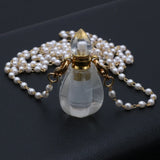 2PCS Clear Quartz Perfume Bottle Pendant Necklaces 18x34mm