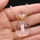 2PCS Clear Quartz Perfume Bottle Necklaces DIY Necklace Charms Gift