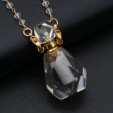 2PCS Natural Stone Clear Quartz Perfume Bottle Pendant Necklaces