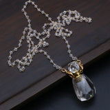2PCS Natural Stone Clear Quartz Perfume Bottle Pendant Necklaces