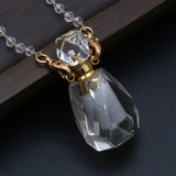 2PCS Natural Stone Clear Quartz Perfume Bottle Pendant Necklaces