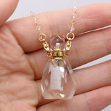 2PCS Natural Stone Clear Quartz Perfume Bottle Pendant Necklaces