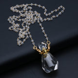 2PCS Natural Stone Clear Quartz Perfume Bottle Pendant Necklaces
