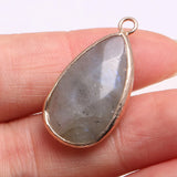 2PCS Natural Stone Crystal Faceted Lapis Lazuli Rose Quartz Pendant 16x30mm