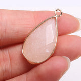 2PCS Natural Stone Crystal Faceted Lapis Lazuli Rose Quartz Pendant 16x30mm