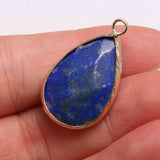 2PCS Natural Stone Crystal Faceted Lapis Lazuli Rose Quartz Pendant 16x30mm