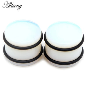 2PCS Natural Stone Ear Plugs Gauges Earrings Flesh Tunnel Expander