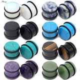 2PCS Natural Stone Ear Plugs Gauges Earrings Flesh Tunnel Expander