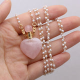 2PCS Rose Quartz Heart Perfume Bottle Pendant Necklace DIY Jewelry Making