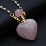 2PCS Rose Quartz Heart Perfume Bottle Pendant Necklace DIY Jewelry Making