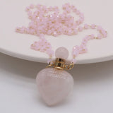 2PCS Rose Quartzs Heart Perfume Bottle Pendant Necklace DIY Jewelry