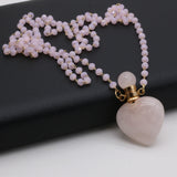 2PCS Rose Quartzs Heart Perfume Bottle Pendant Necklace DIY Jewelry