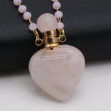 2PCS Rose Quartzs Heart Perfume Bottle Pendant Necklace DIY Jewelry