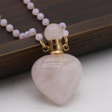 2PCS Rose Quartzs Heart Perfume Bottle Pendant Necklace DIY Jewelry