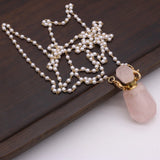 2PCS Rose Quartzs Perfume Bottle Pendant Necklace DIY Charms Gift