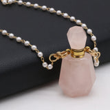 2PCS Rose Quartzs Perfume Bottle Pendant Necklace DIY Charms Gift