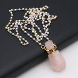 2PCS Rose Quartzs Perfume Bottle Pendant Necklace DIY Charms Gift