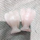 2PCS Pyrite Stone Angel 40X24MM Green Aventurine Rose Quartz Jade DIY Handcraft