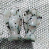 2PCS Pyrite Stone Angel 40X24MM Green Aventurine Rose Quartz Jade DIY Handcraft