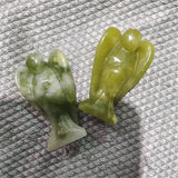 2PCS Pyrite Stone Angel 40X24MM Green Aventurine Rose Quartz Jade DIY Handcraft