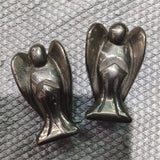 2PCS Pyrite Stone Angel 40X24MM Green Aventurine Rose Quartz Jade DIY Handcraft