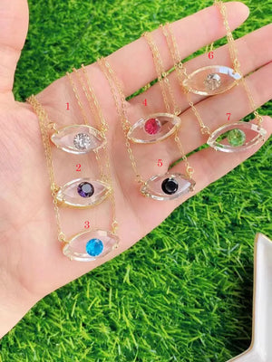 Colorful Crystals Eye Pendant Necklaces Wedding Jewelry Collares Choker