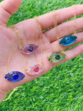 Colorful Crystals Eye Pendant Necklaces Wedding Jewelry Collares Choker
