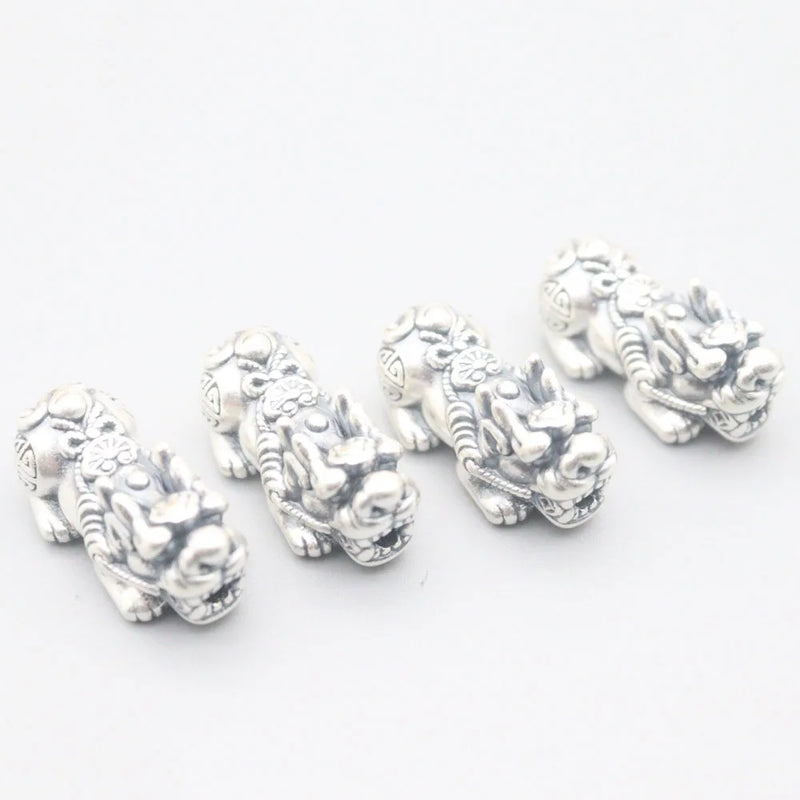 Pure Sterling Silver S925 Pixiu Figure Bead Pendant 29*14mm