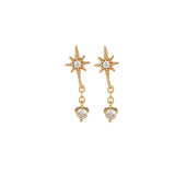 2PCS CZ Chain Hoop Earrings Star Moon Punk Piercing Jewelry