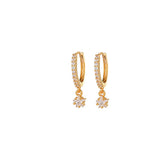 2PCS CZ Chain Hoop Earrings Star Moon Punk Piercing Jewelry