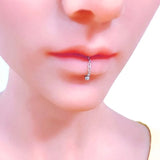 2PCS Stainless Steel Lip Piercing Chain Labret Lip Stud Body Jewelry