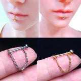 2PCS Stainless Steel Lip Piercing Chain Labret Lip Stud Body Jewelry