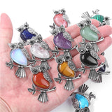 2PCS Owl Shape Quartzs Lapis Charms Beads For DIY Jewelry Making