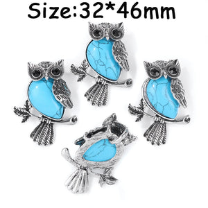 2PCS Owl Shape Quartzs Lapis Charms Beads For DIY Jewelry Making