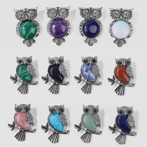 2PCS Owl Shape Quartzs Lapis Charms Beads For DIY Jewelry Making