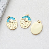 2PCS Oval Star Moon Sunlight Pendant for Jewelry Making Necklace DIY