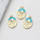 2PCS Oval Star Moon Sunlight Pendant for Jewelry Making Necklace DIY