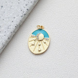 2PCS Oval Star Moon Sunlight Pendant for Jewelry Making Necklace DIY