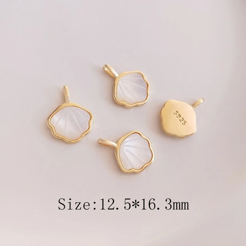 2PCS Shell Pendant Charms for Jewelry Making DIY Brass Accessories