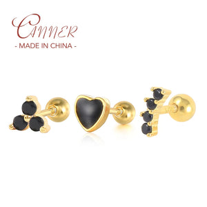 925 Silver Zircon Stud Earring Butterfly Bee Heart Cartilage Earring